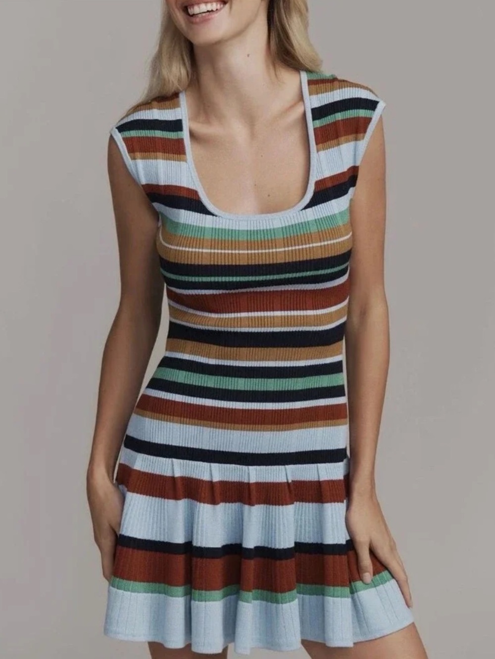Maeve Beca Ribbed Fit & Flare Sweater Mini